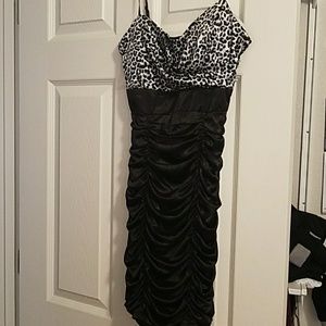 Black leopard mini dress